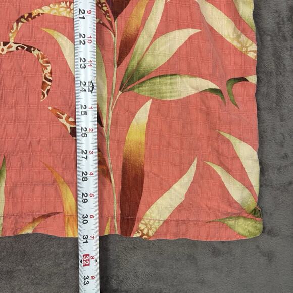 Tommy Bahama Mens XXL Floral 100% Silk Short Sleeve Hawaiian Shirt Peach Orange - Picture 7 of 7